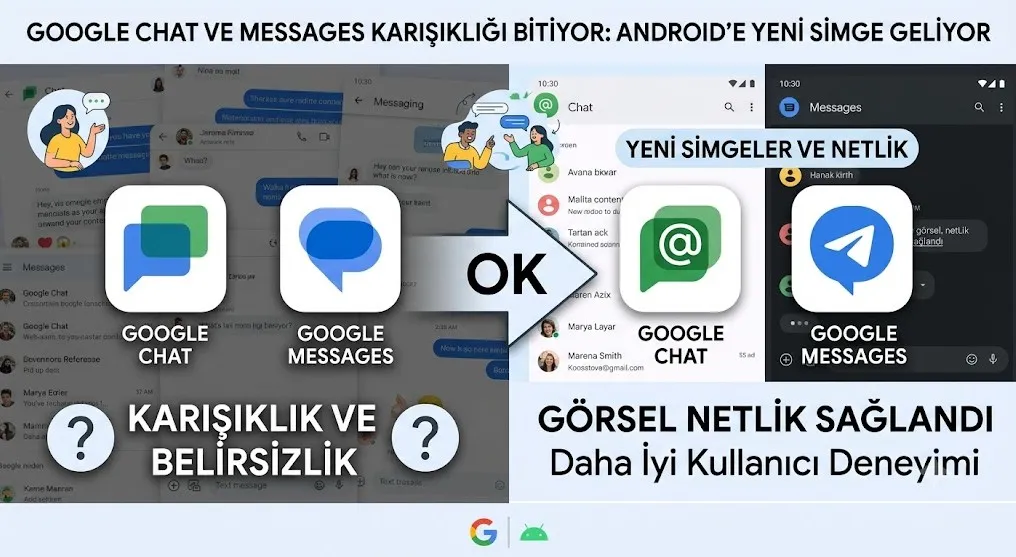Google Chat ve Messages Karışıklığı Bitiyor: Android’e Yeni Simge Geliyor