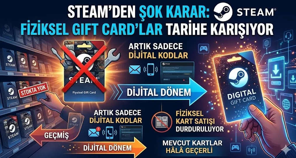 Steam’den Şok Karar: Fiziksel Gift Card’lar Tarihe Karışıyor (Valve Neden Kaldırıyor?)